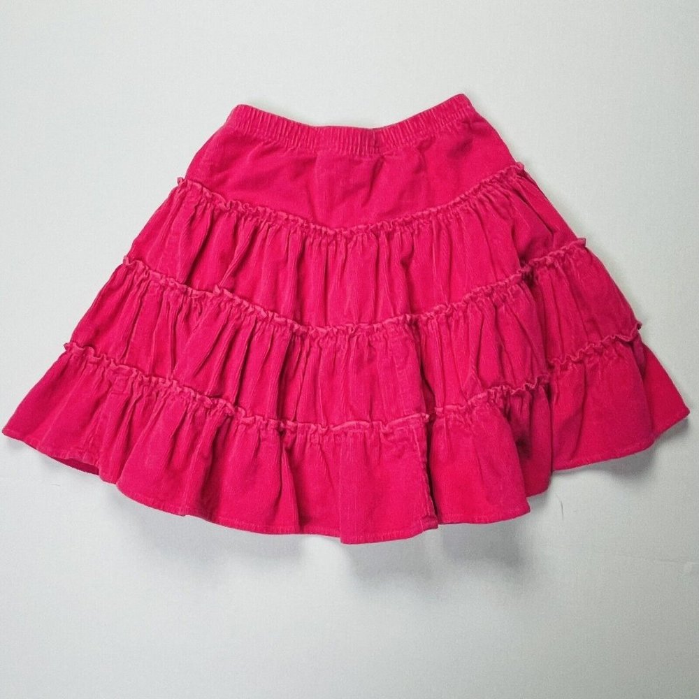 Hanna Andersson Hot Pink Twirl Skirt Corduroy Girls 120/6 Ruffle Tier EXCELLENT